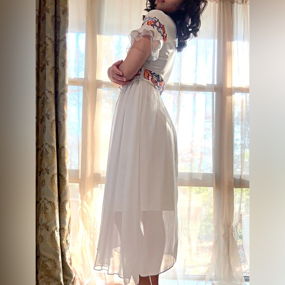 Embroidered White Maxi Dress - Picture 3 of 6